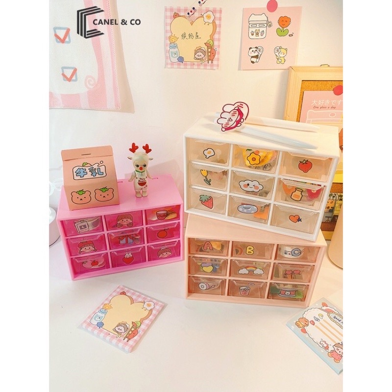 Mini Storage Organizer Box 9 Kotak Laci Mini Tempat Simpan Serba Guna