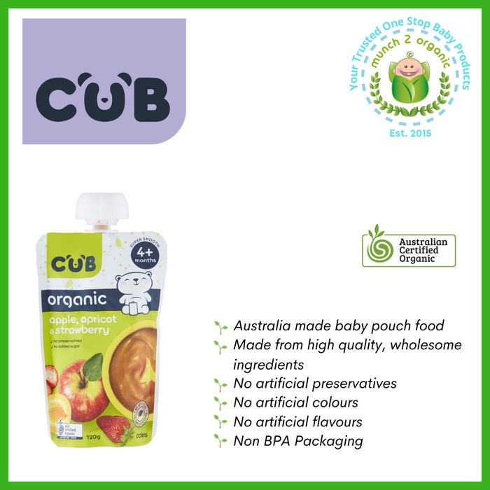 

ROMAN CUB ORGANIC PF APPLE APRICOT STRAWBERRY 4M+ 120G