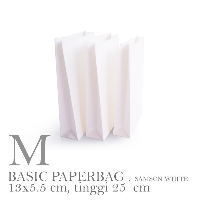 

BASIC PAPERBAG PREMIUM WHITE: MEDIUM (M) WHITE SAMSON 140gr