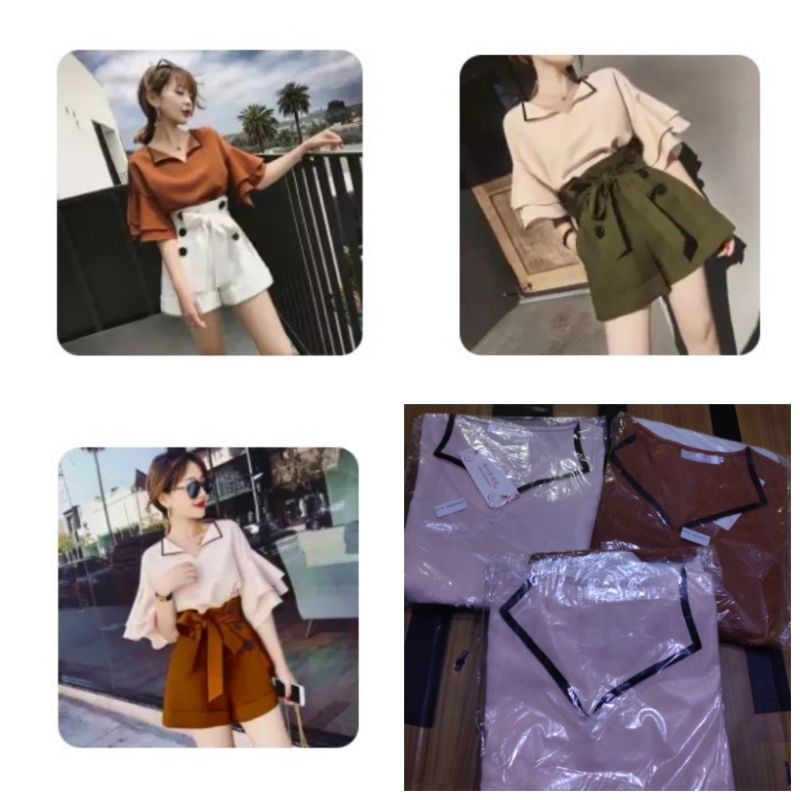 FerenHongXia Baju wanita korea set Pakaian