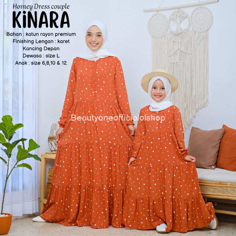 TERLARISS!! Gamis Dewasa Jumbo/Homey Dress KINARA/Gamis Couple Ibu &amp; Anak/Gamis Rayon/Dress Rayon/Bahan Katun Rayon Premium