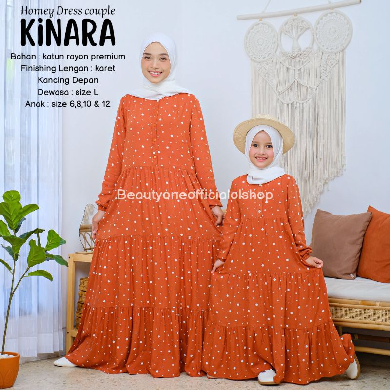 TERLARISS!! Gamis Dewasa Jumbo/Homey Dress KINARA/Gamis Couple Ibu &amp; Anak/Gamis Rayon/Dress Rayon/Bahan Katun Rayon Premium