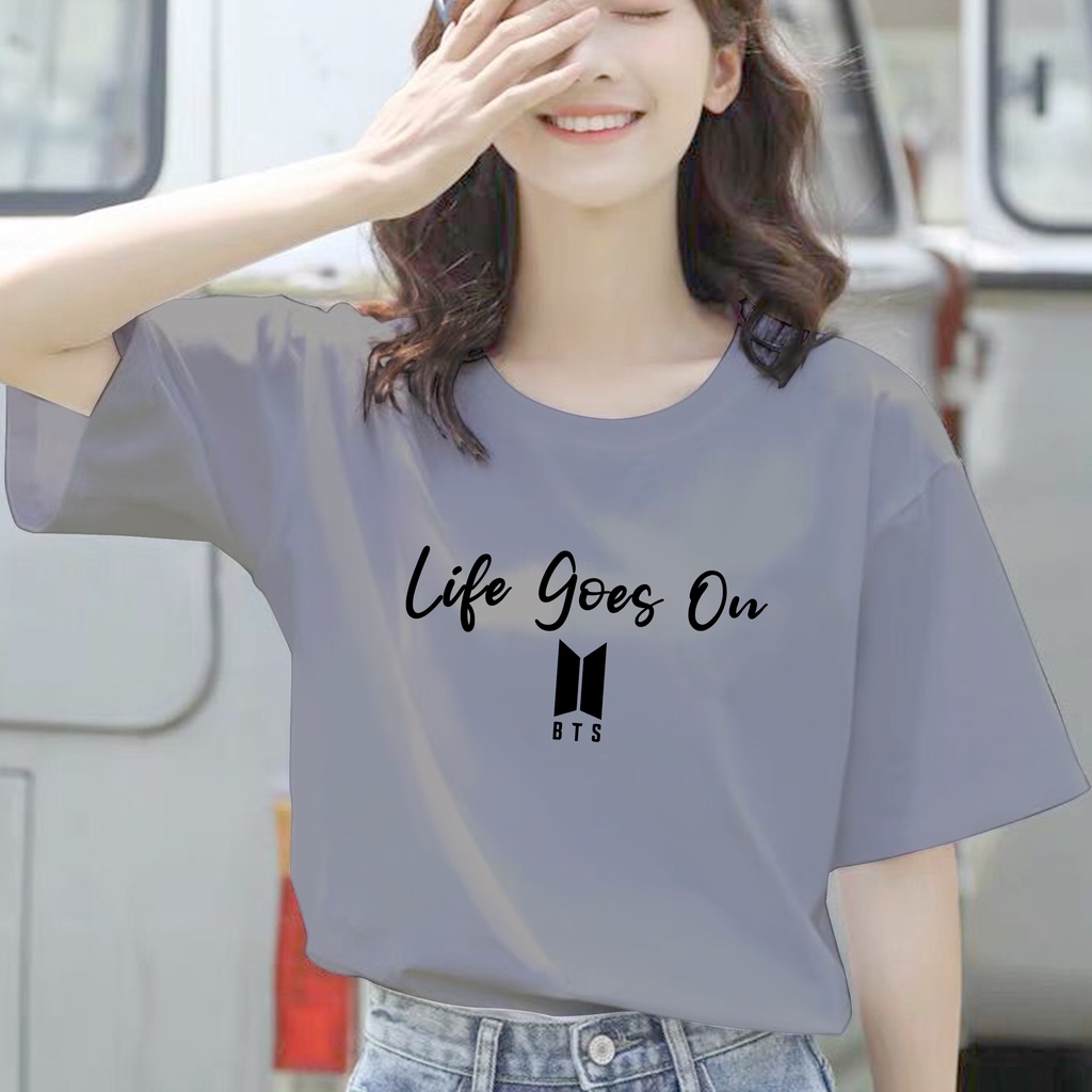 CALVIERO SHOP - BAJU KAOS ATASAN WANITA PRINT LIFE GOES ON ONLY