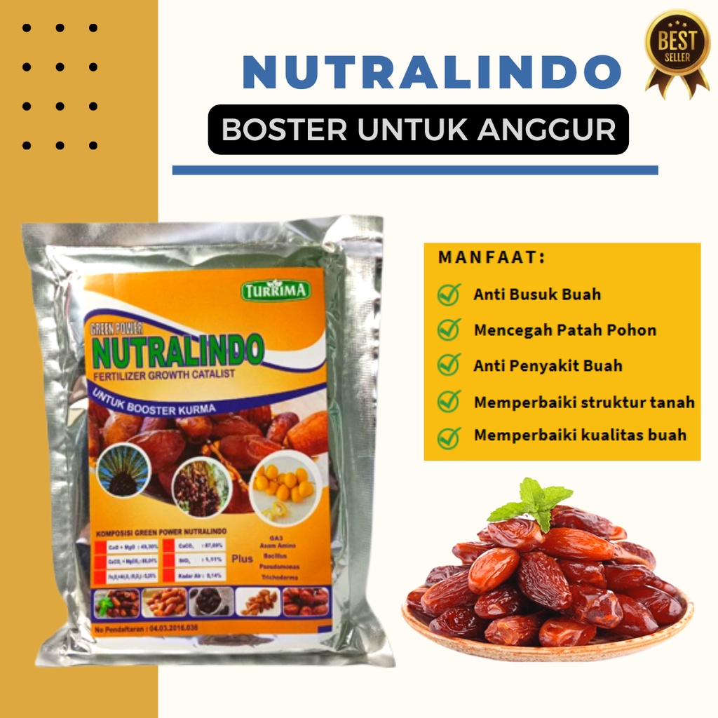 BISA COD Pupuk NUTRALINDO Kurma 250 Gram, Pupuk Buah Kurma Anti Rontok, Pupuk Buah Kurma Lebat,  Pup