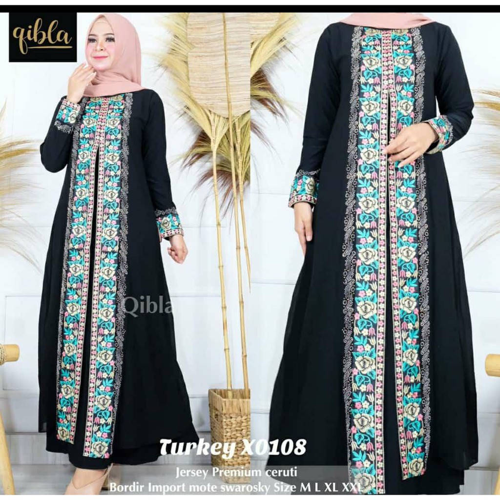 ABAYA DUBAI MUTIARA turki arabian model jersey mix ceruty bordir import size premium