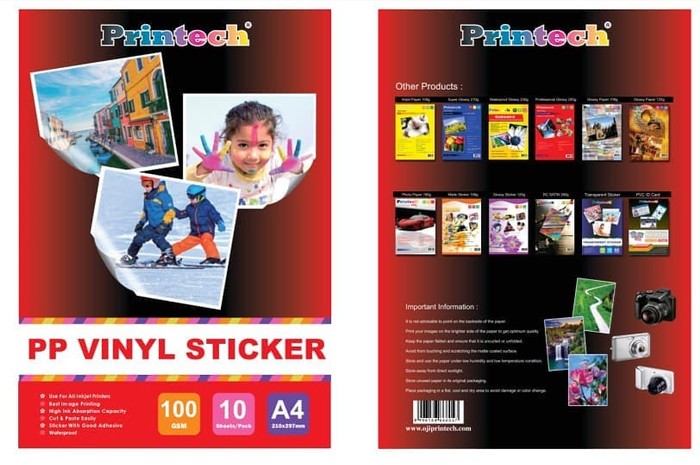 

PRINTECH PP VYNIL STICKER / Kertas Stiker Vynil A4