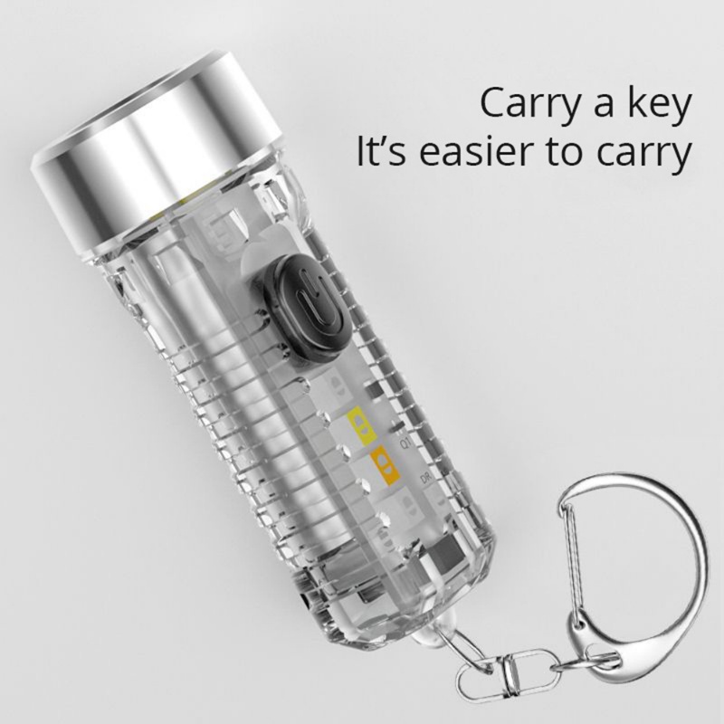 1 Pcs Rechargeable Pocket-sized Flashlight/ Multi-function 7 Lighting Modes Keychain Torch For Warning Camping Emergency Light