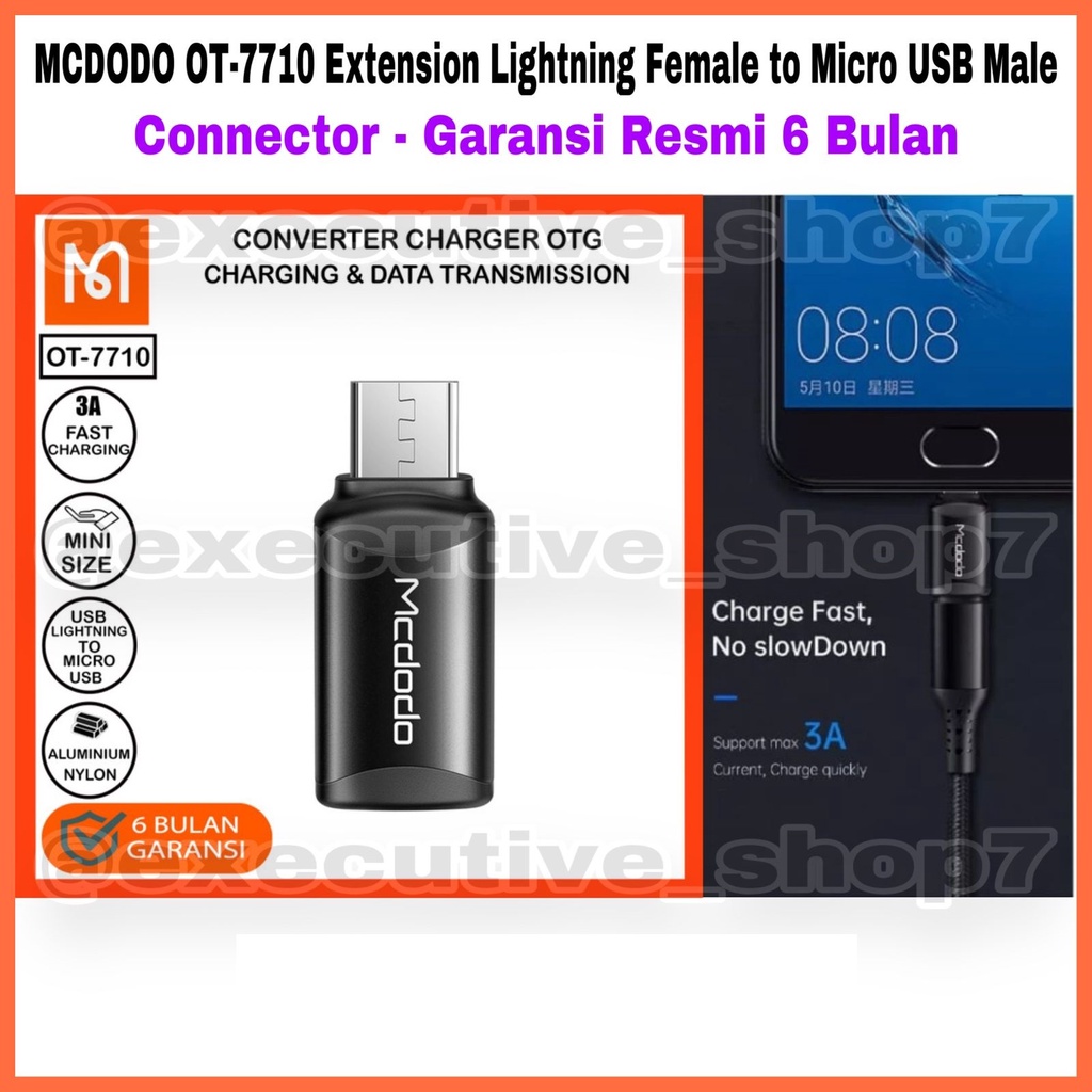 MCDODO OT-7710 Extension Lightning Female to Micro USB Male - Conncetor - Garansi Resmi 6 Bulan