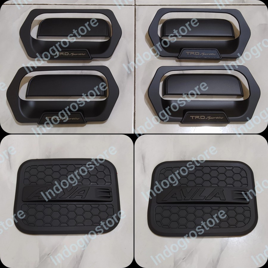 PAKET Cover Tank Handle &amp; Outer TRD Hitam Mobil AYLA / AGYA 2012-2022