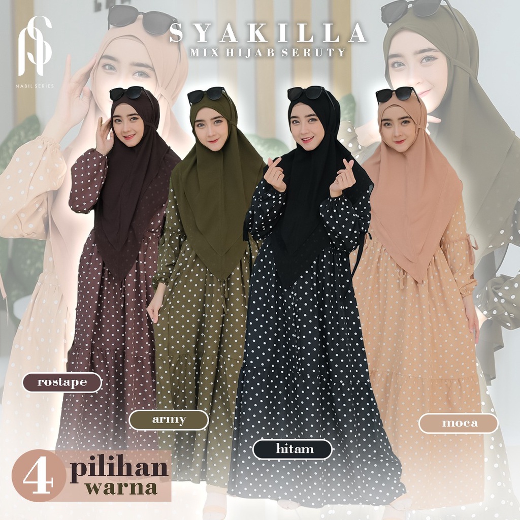 GAMIS SET SYARI  syakira SET KHIMAR POLKADOT POLKA ORIGINAL HALIS busana wanita motif muslim