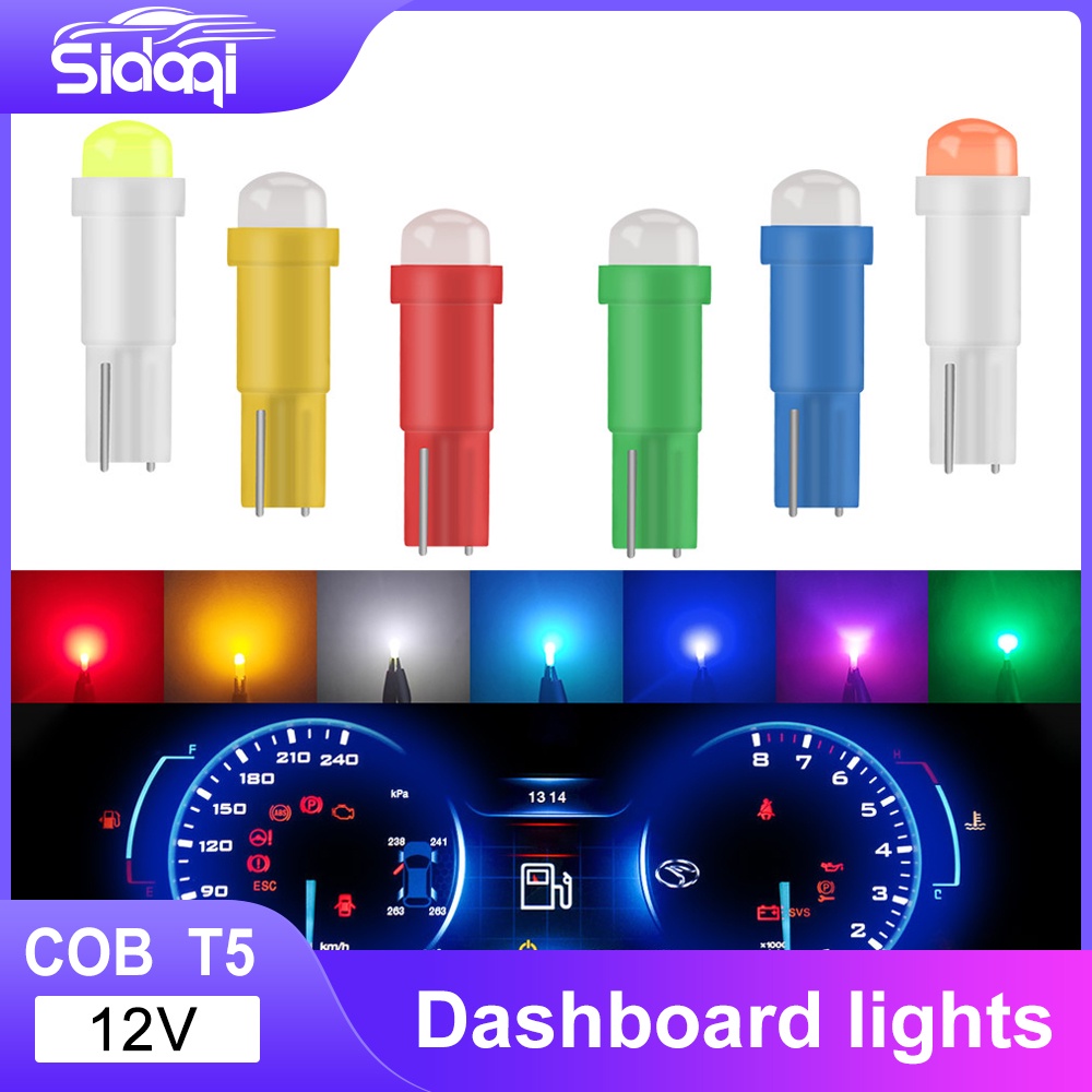 5Piece Lampu LED T5 Bulb COB Ceramic DC 12V Lamp Car Interior Dashboard Indikator Speedometer Mobil Motor