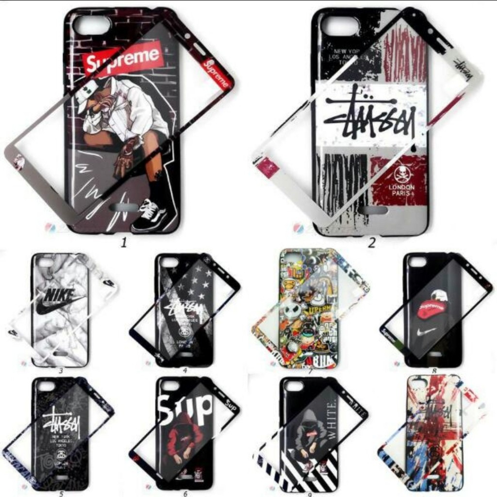 CASE JELLY STREETWEAR BRANDED + Tempered for Oppo,Samsung,Vivo,Xiaomi