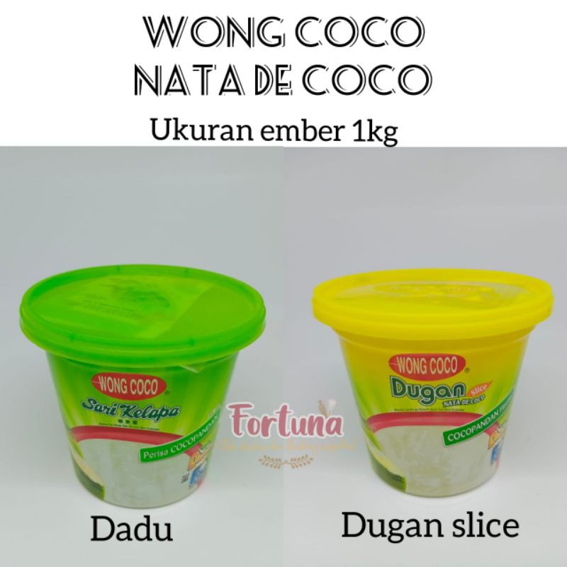 

Wong Coco Nata De Coco ukuran ember 1kg(dadu/slice)