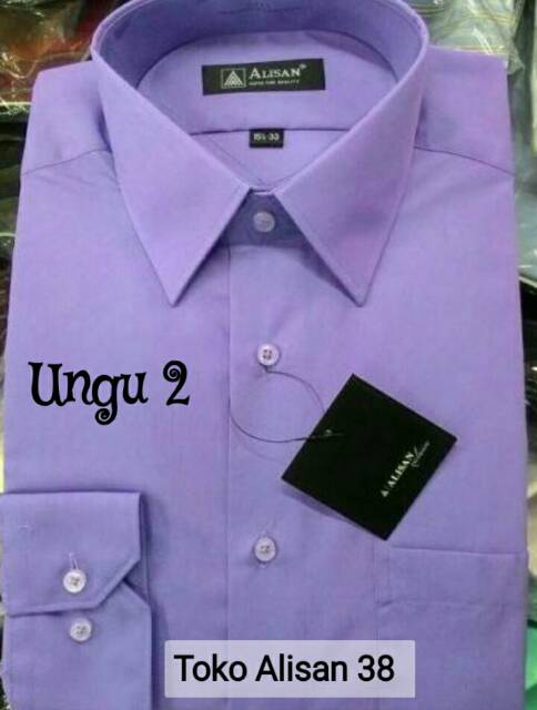 Kemeja Alisan Polos Regular Lengan Panjang Warna UNGU