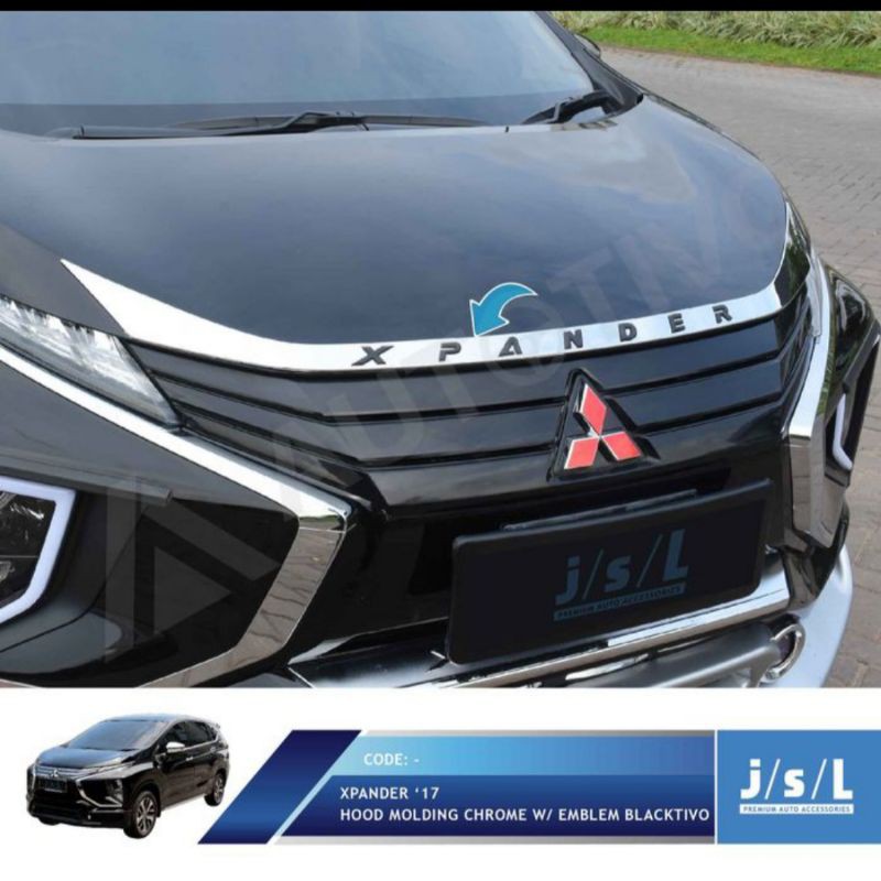 list kap mesin/ hood molding with emblem  Mitsubishi Xpander Hitam Merah Chrome jsl