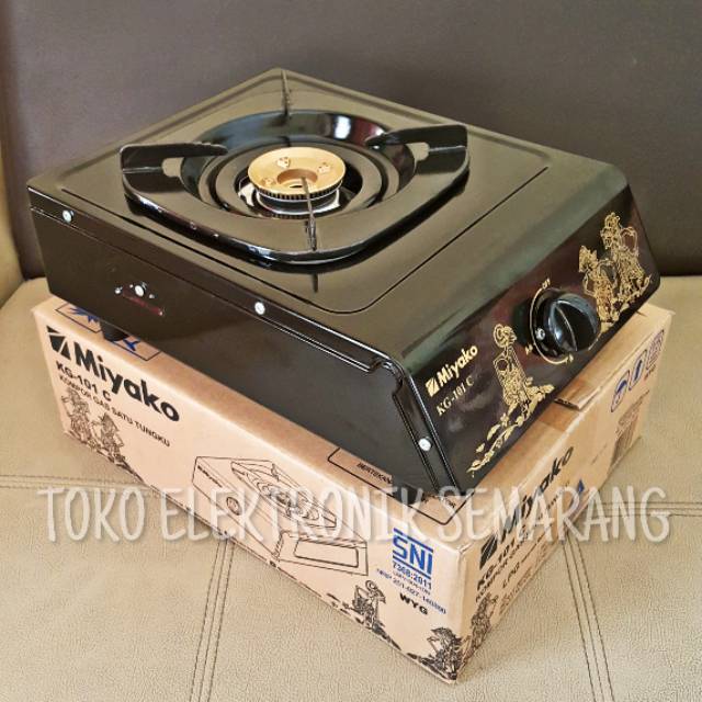 MIYAKO KOMPOR GAS 1 TUNGKU KG 101 C DENGAN BURNER KUNINGAN MOTIF BUNGA / WAYANG