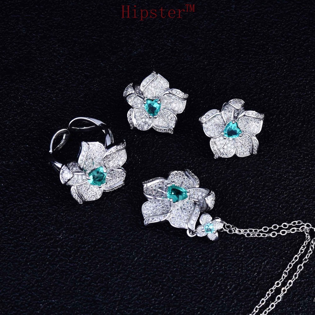 Gao Ding Jewelry Set Earrings Necklace Open Ring Female