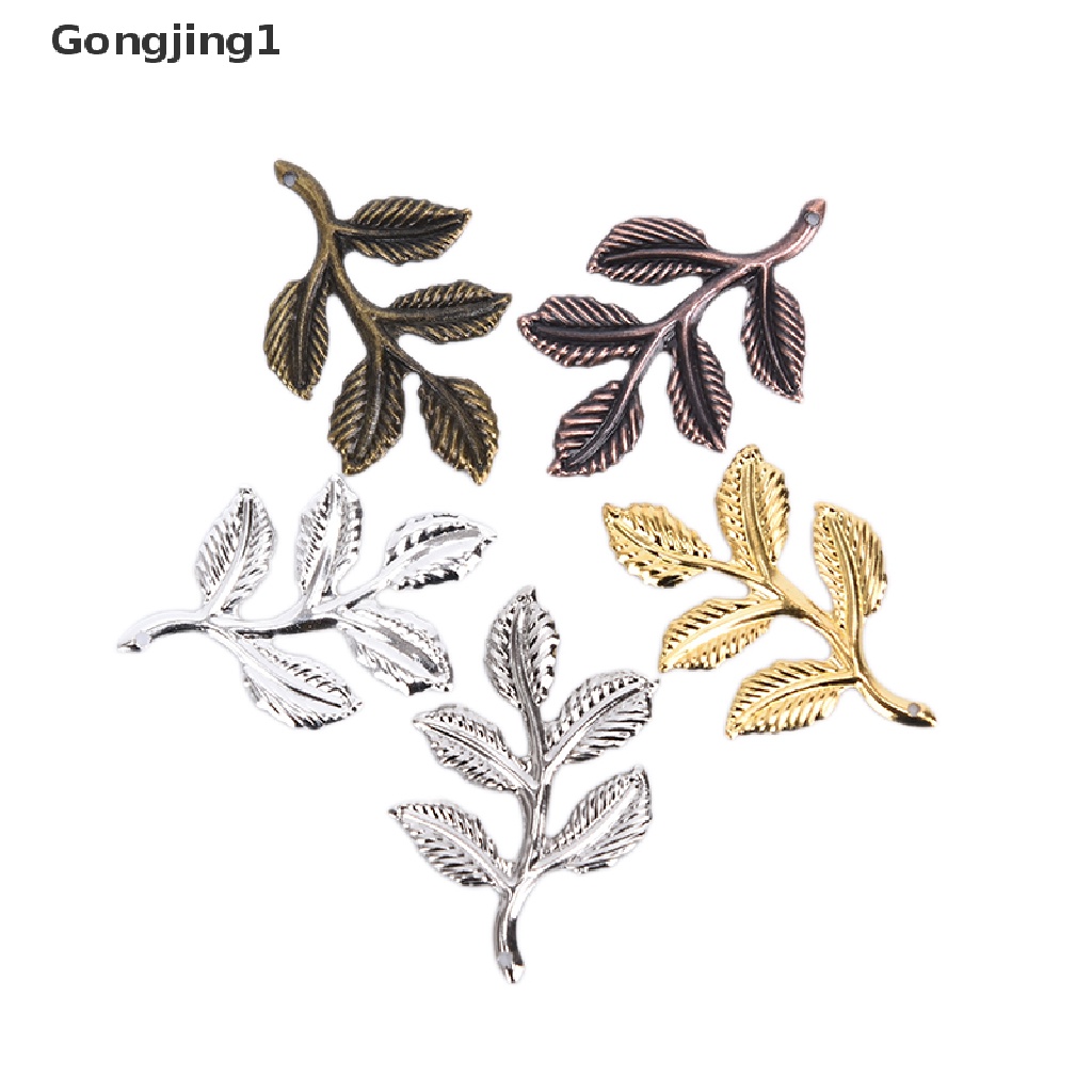 Gongjing1 30pcs / set Konektor Bentuk Daun Bahan Metal Untuk Membuat Perhiasan DIY