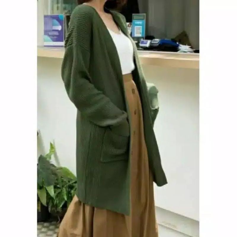 Belle Cardigan Rajut/ LONG CARDY/BELLE OVERSIZE-Army