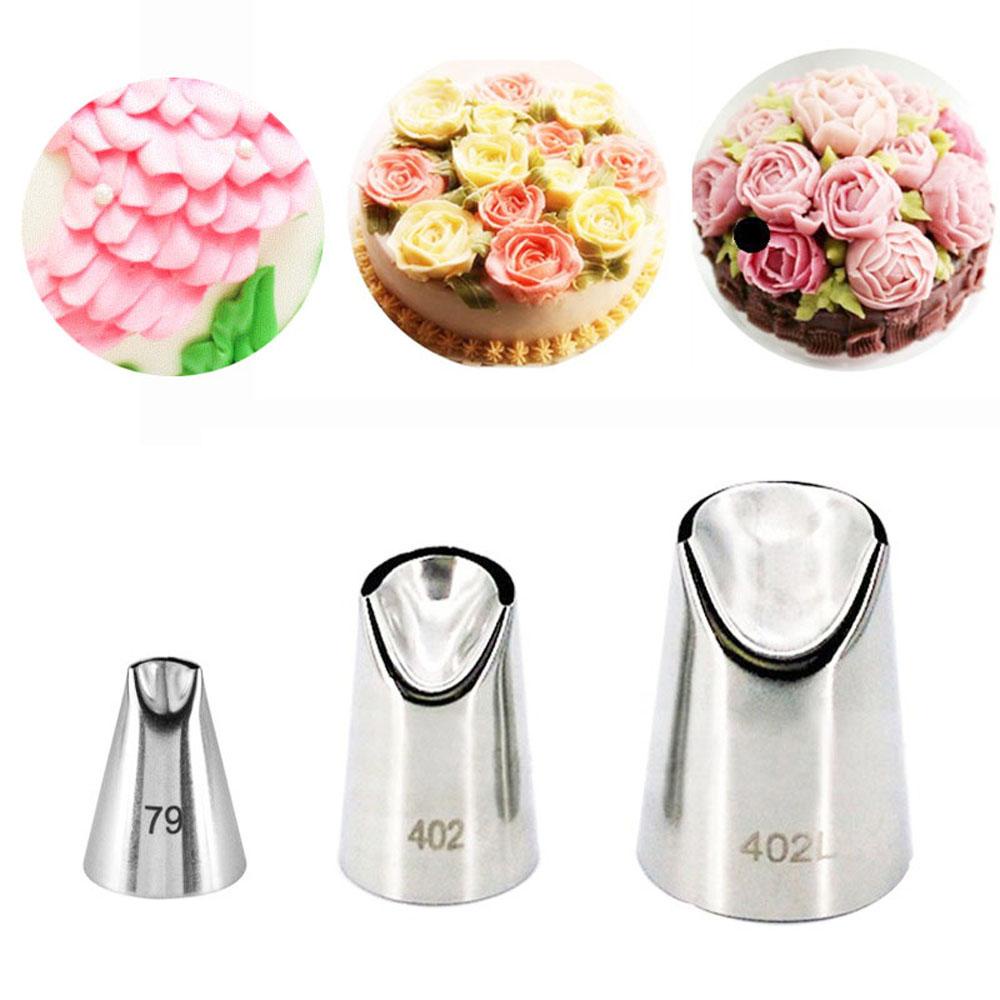 R-FLOWER 3pcs Nozzle Kelopak Mawar Bakery Pastry Membuat Cetakan Kue Cupcake Stainless Steel