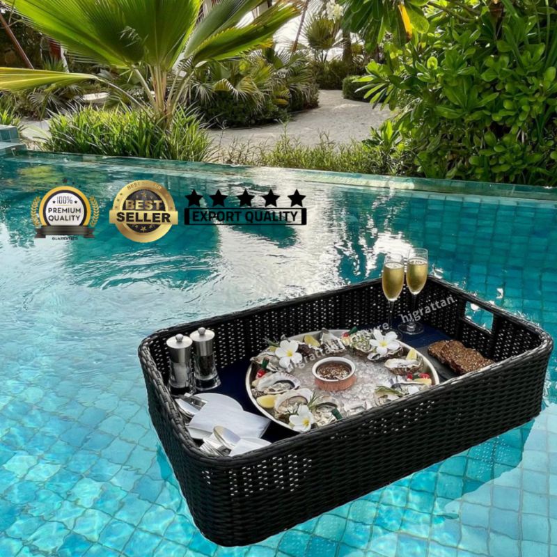 Rectangular Floating Tray 60.45 cm Black Floati Breakfast Tray Nampan Apung Villa Bali Tray Apung Ku