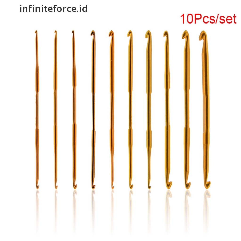 (Infiniteforce.Id) 10pcs / Set Jarum Rajut Crochet Hook Bahan Aluminum Diy