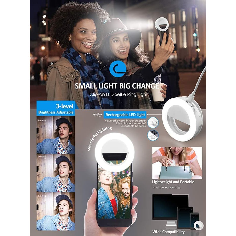 F86 GARANSI-Ring Selfie LIght Beauty/ Recharger/ Charm eyes beauty make up