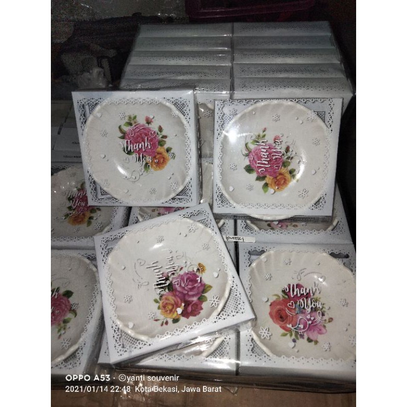 Souvenir Mangkok Sambal Bahan Melamin Ceper Bungkus Box Mika