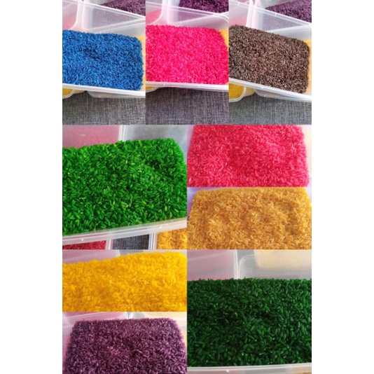 BERAS WARNA WARNI/KOLASE/PRAKARYA/SENSORY PLAY