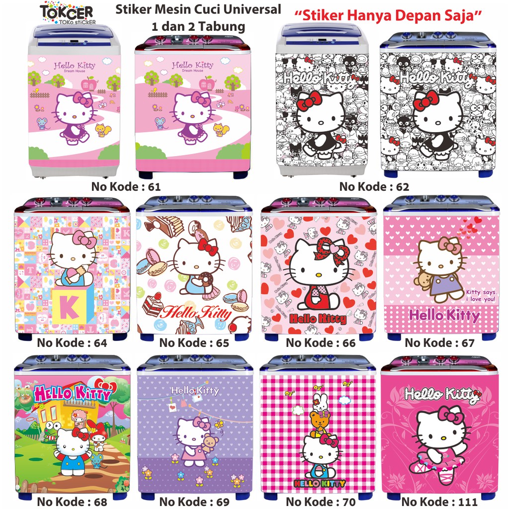 Stiker Mesin Cuci Motif Hello Kitty