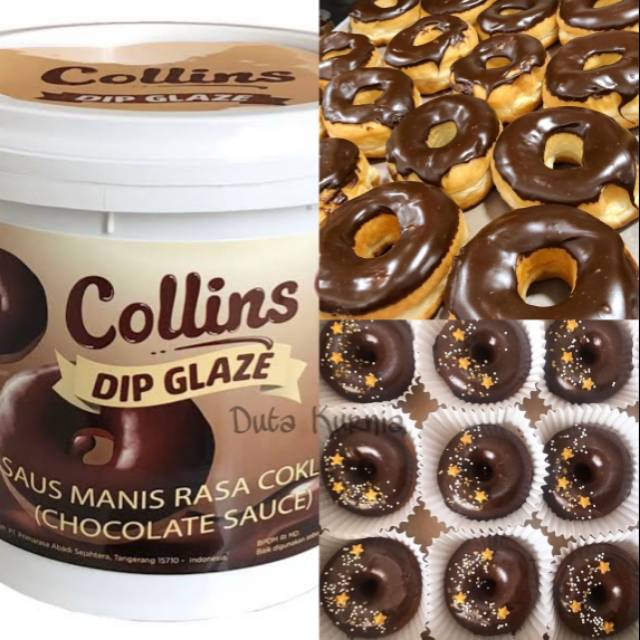 Collins Dip Glaze 1 kg Collins Choco Crunchy, Coklat Taro Green Tea Milk Strawberry Toping Donat Celup