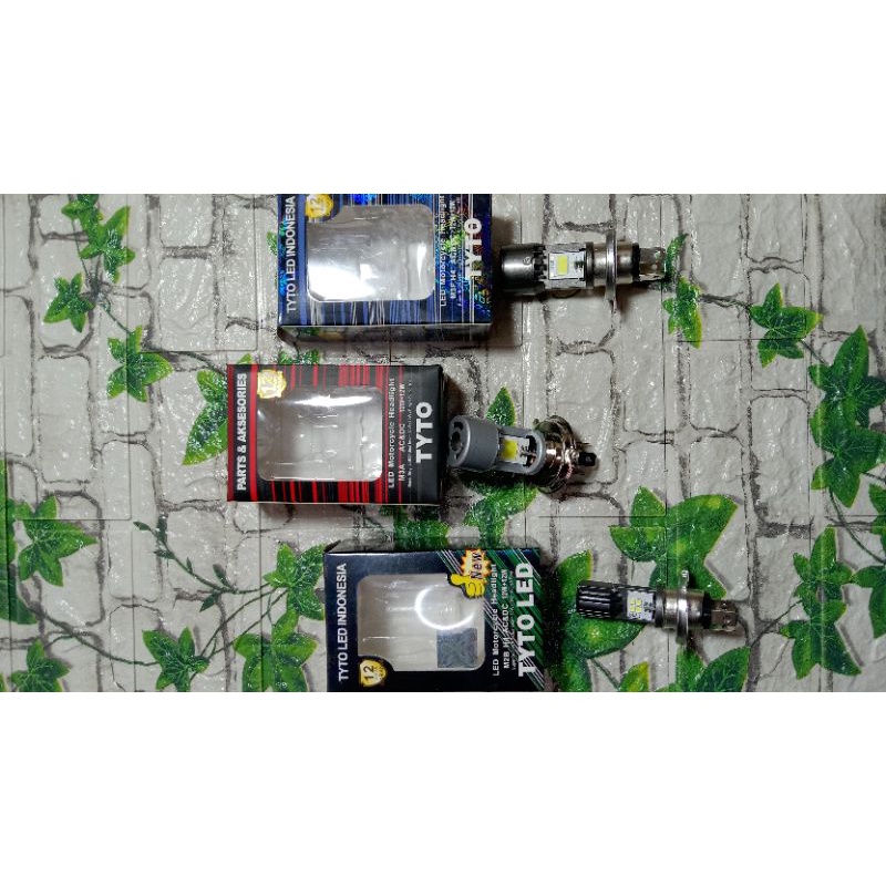 Lampu Depan Dop Depan Tyto LED H4 Hi Low Mobil Motor Merah Biru Hijau Varian Dua Merk Tyto