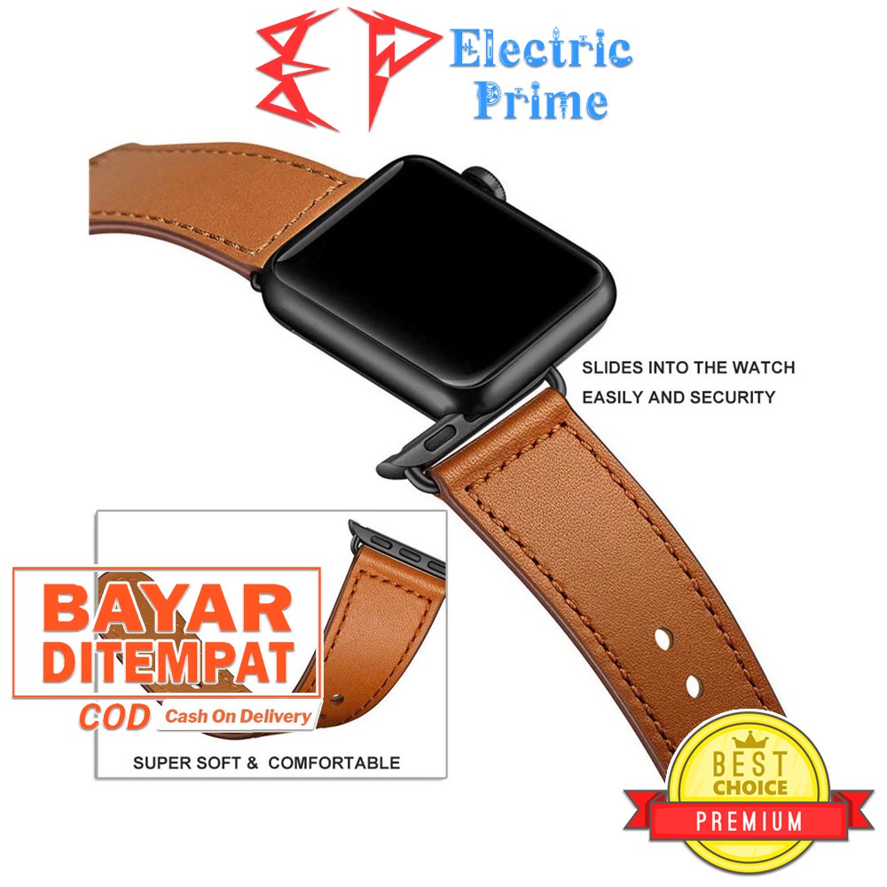 Strap Leather Apple Watch Series 1 2 3 4 5 6 7 8 SE Ultra 38 40 41 42 44 45 49mm TRIPLEDI Tali Jam iWatch