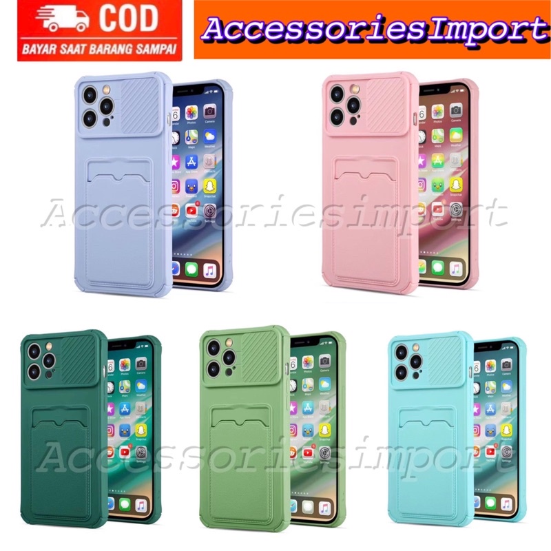 IPHONE 6/ 6PLUS/ IPHONE 7/ 7PLUS/ IPHONE 8/ 8PLUS/ IPHONE X/ XS/ XR/ IPHONE 11 / SOFT CASE MACARON SLIDE CAMERA PLUS SLOT CARD HOLDER / SOFT CASE CAMERA SLIDING PLUS SLOT CARD DESIGN