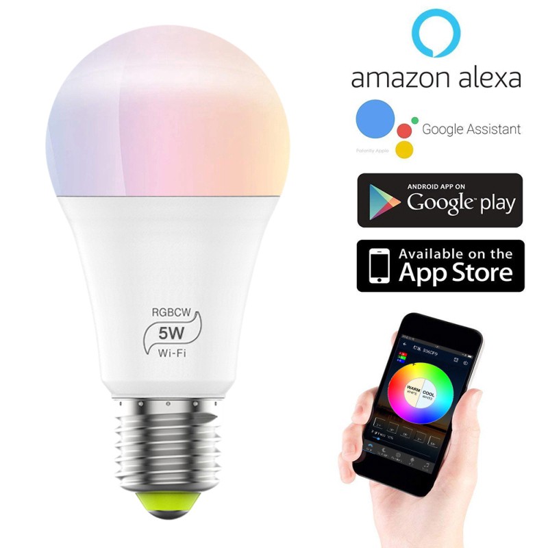 Lampu Bohlam LED RGB IOS Android Warna-warni Bentuk Bola Kristal Efektif Bisa Diredupkan E27