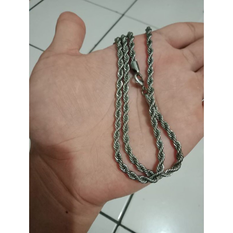 kalung xuping pria wanita  70cm berlapis emas putih motif tambang.