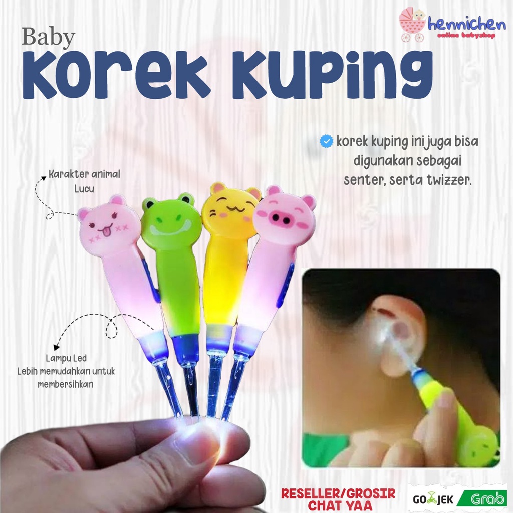 Korek Kuping Lampu Karakter ANIMAL Earpick LED 3 in 1