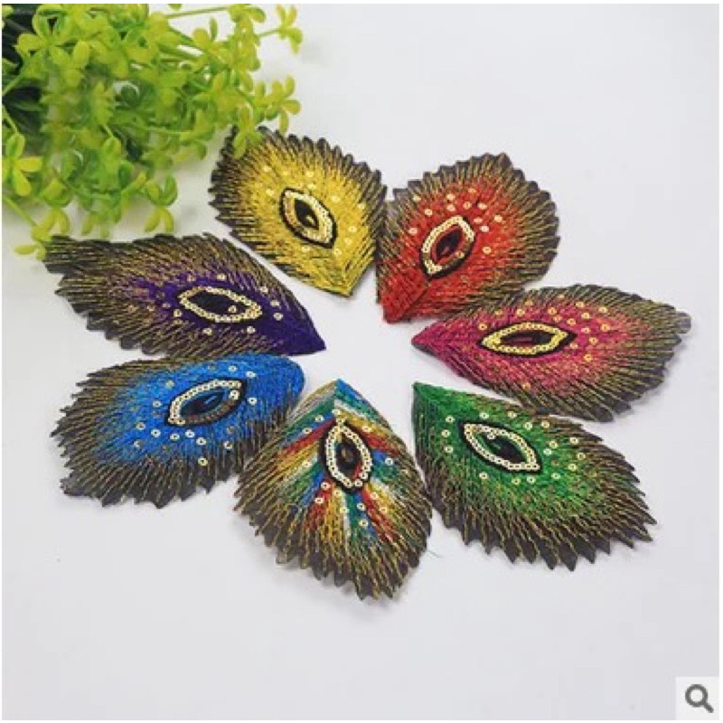 Embroidery Peacock Feather Eyes Patches Iron on