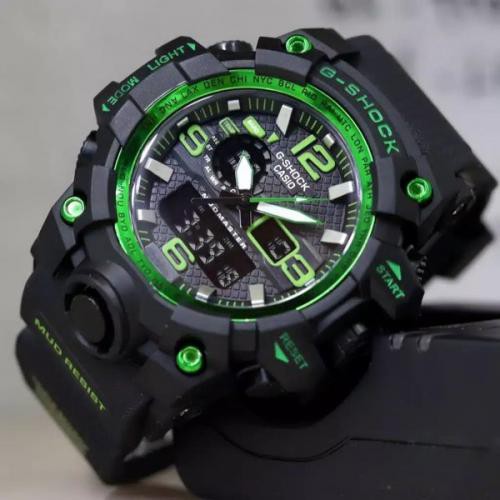 WATER RESIST JAM TANGAN PRIA CASIO G-SHOCK GSHOCK FREE BOX BATERAI ANTI AIR RUBBER DIGITAL DUAL-TIME GWG-1000 /C3/C4-LIST HIJAU