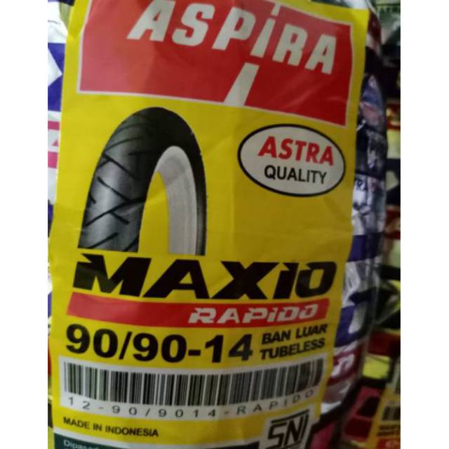 Ban Aspira Rapido Tubeless belakang 90/90-14 for Vario 150/beat/Vario/Scoopy lama/beat F1/mio m3/soul gt 125/beat esp/pop/street/Vario karbu/beat karbu/dll