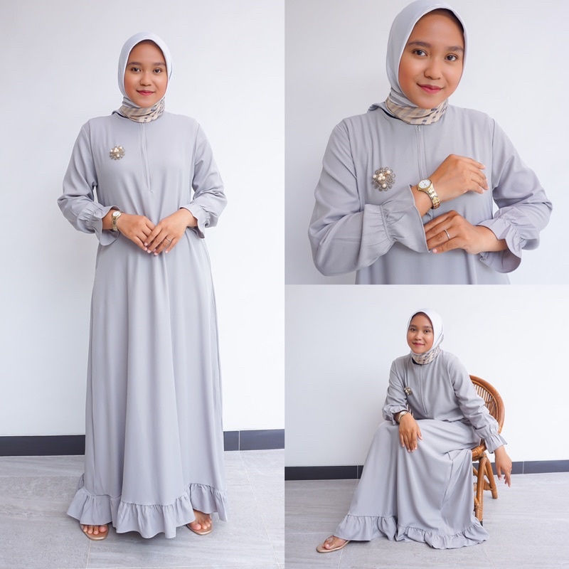 IZMA DRESS PAKAIAN GAMIS MUSLIM WANITA BUSUI DAN WUDHU FRIENDLY KEKINIAN TERBARU BAHAN SHAKILA PREMIUM DIJAMIN LEMBUT DAN ADEM SIZE FIT to L DAN XL TERMURAH BY ZENIC_ID BISA COD