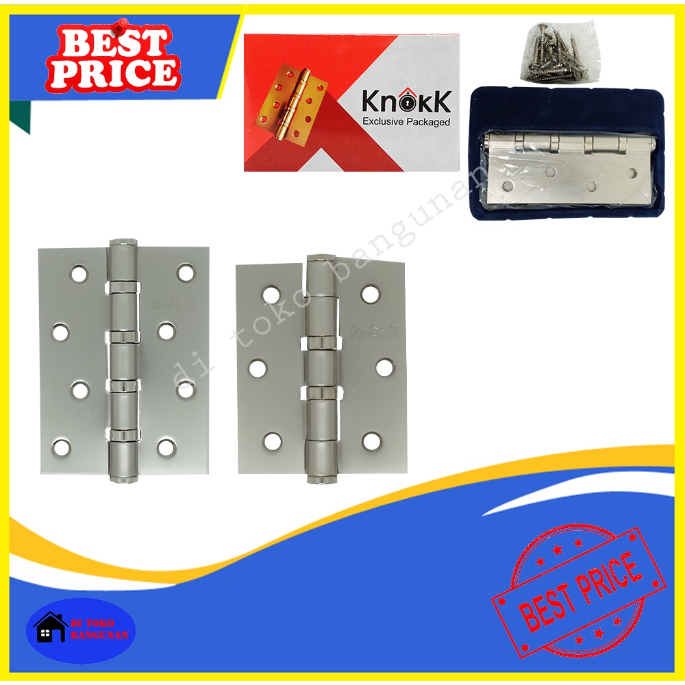 Engsel Plat Tebal Varian 3&quot; 4&quot; Inch Engsel Pintu Engsel Jendela Set Knokk