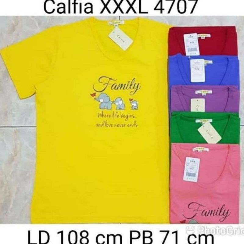 Kaos Wanita Calfia XXXL Oversize Lengan Pendek Cotton Baju Import