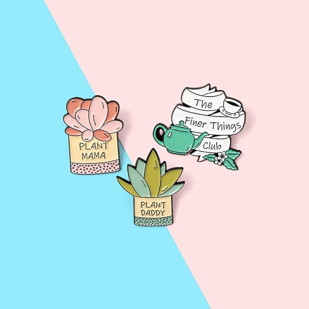 Lanfy Tanaman Bros Hadiah Untuk Wanita Pria Hadiah Untuk Anak-Anak Perhiasan Aksesoris Kebun Kecil Tanaman Bunga Perjalanan Peringatan Lapel Pin Enamel Pin