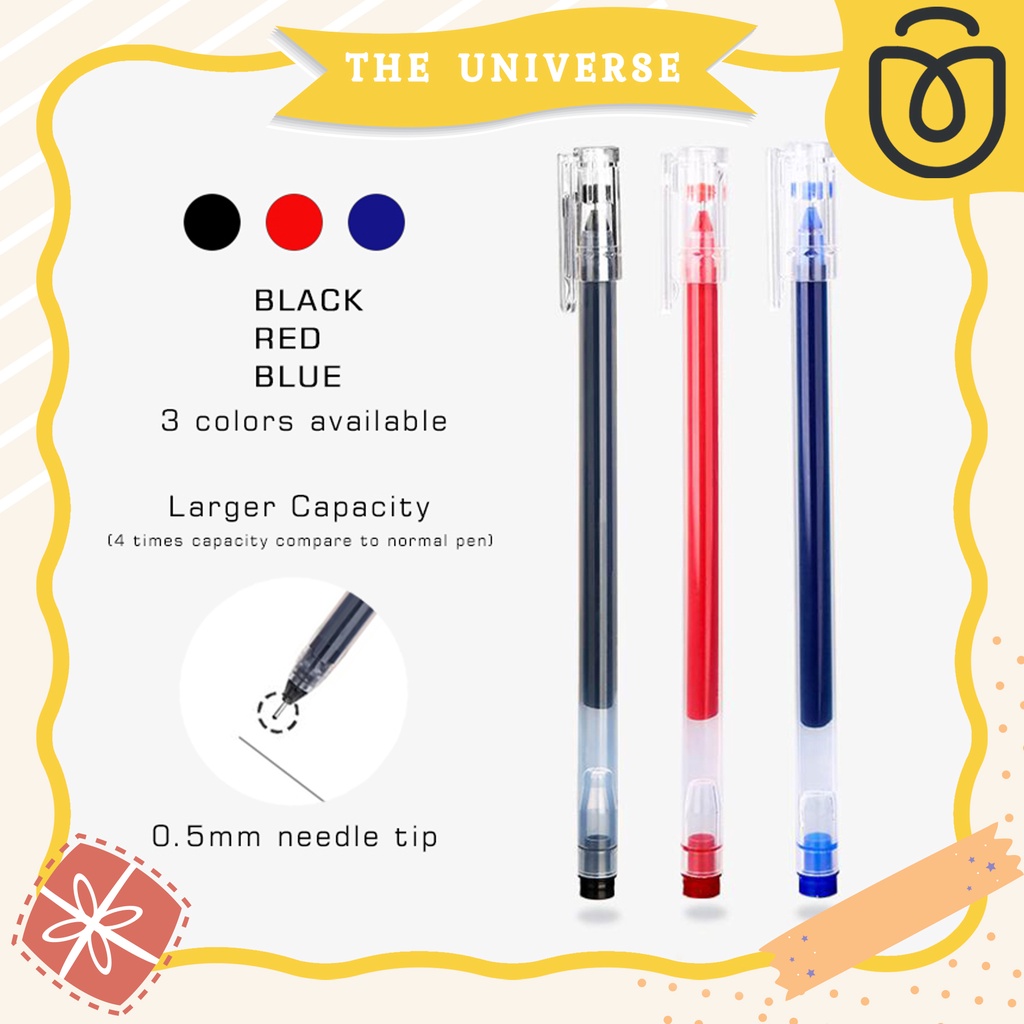 [THE UNIVERSE] Pulpen Gel Polos 0.5mm Pena Cair Murah Gel Pen - ST016