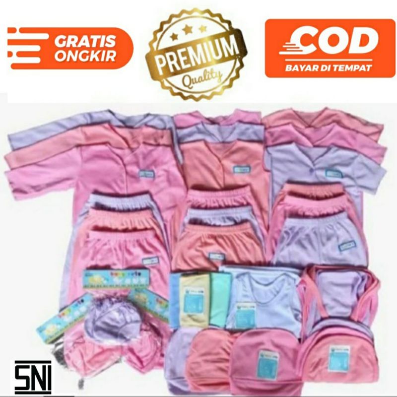 36pcs Paket lahiran perlengkapan Baju bayi Celana jumper sarung tangan popok sleber Kado Newborn atau Jumbo SNI  Netral dan Girl promo 8.8