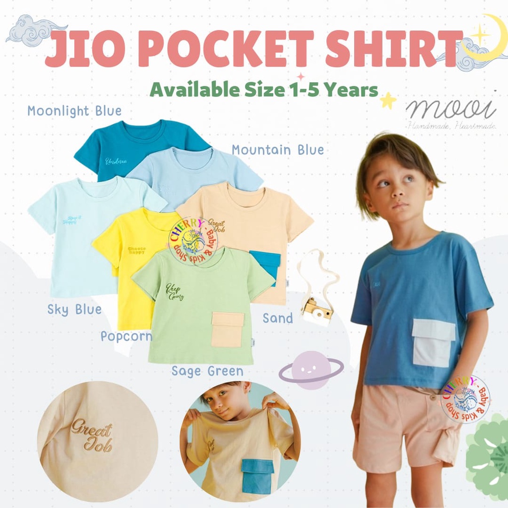 Mooi Jio Pocket 1-5 Tahun Tshirt Anak Pocket Unisex CBKS P10