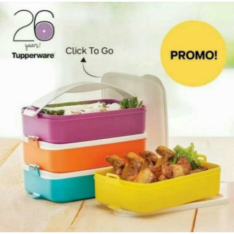 Tupperware original click to go rantang 4 susun/2 susun