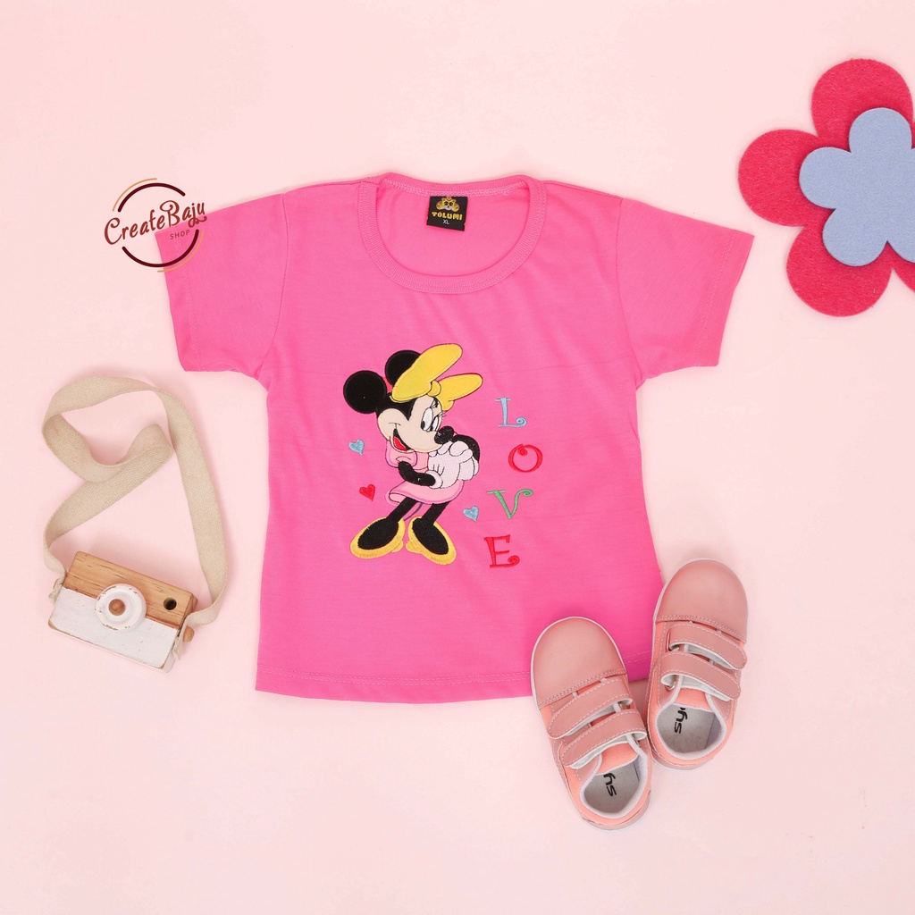 BAJU KAOS ANAK CEWEK 1-4 TAHUN MINI LOVE TERMURAH ATASAN ANAK CEWEK WARNA RANDOM