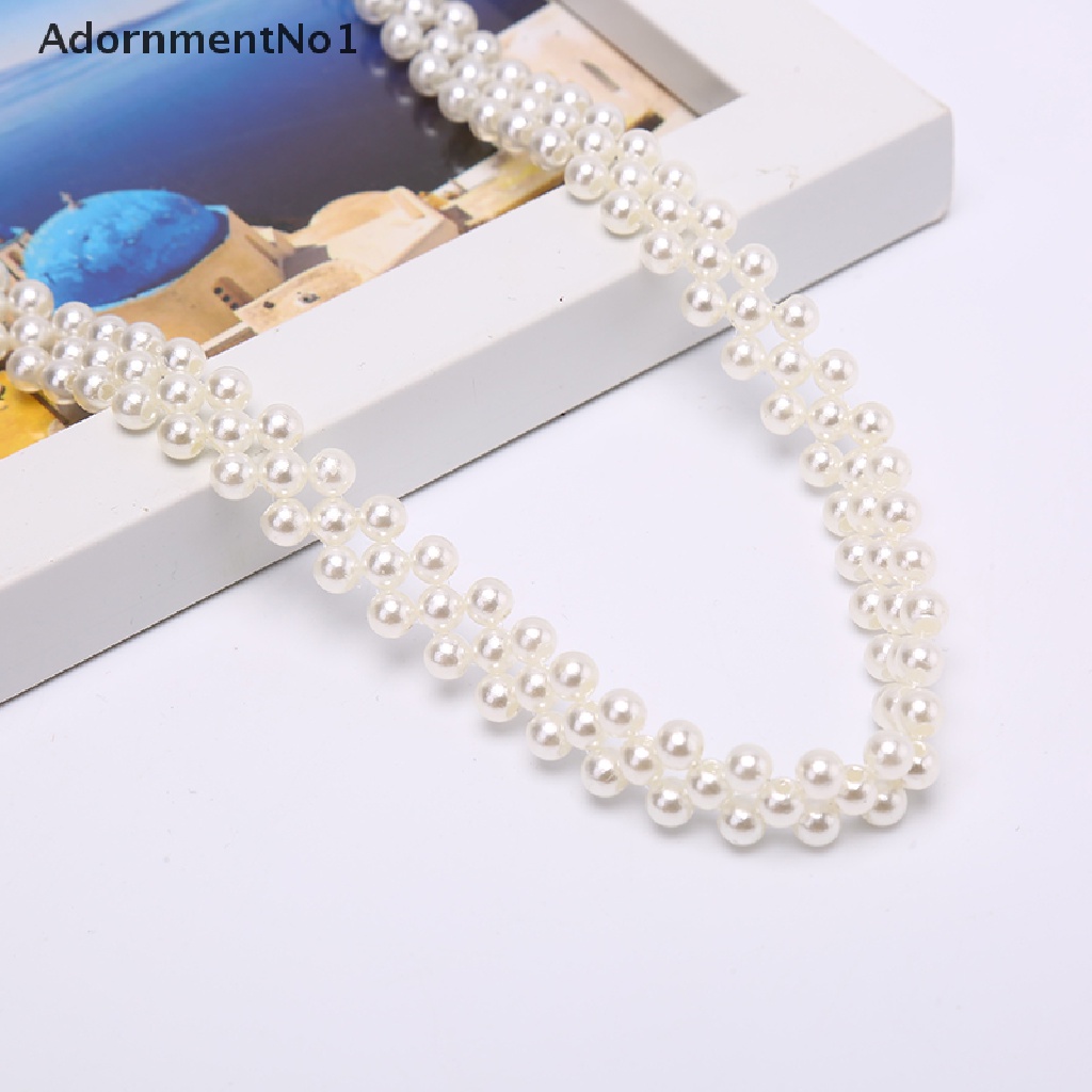 (AdornmentNo1) Kalung Choker Gaya Etnik Bohemia Aksen Mutiara Imitasi Untuk Perhiasan Wanita